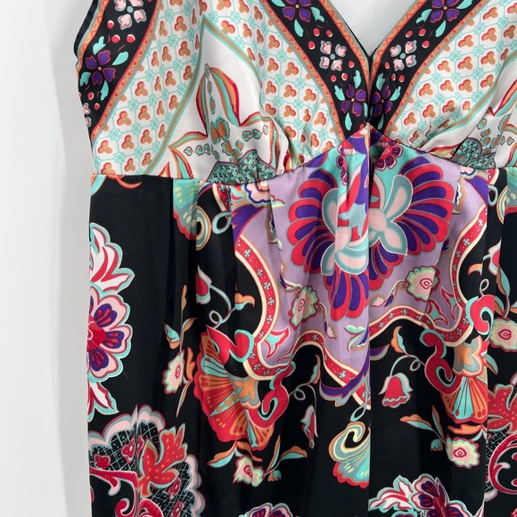 Vintage ICE y2k satlin mini slip dress bright colorful floral indie sleaze 6 - Picture 7 of 14